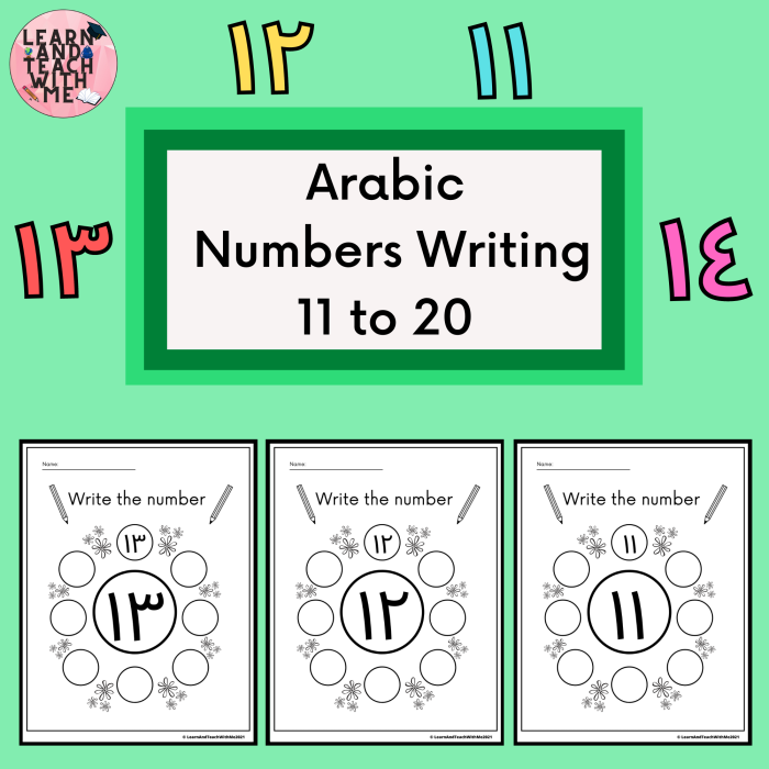 Colorful worksheet for kindergarten focusing on counting numbers 11 to 20