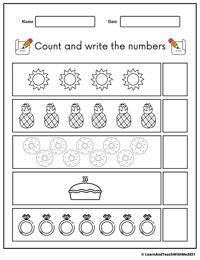 Count 'n Color: Engaging counting and coloring exercise for kindergarten students Worksheet featuring the Count 'n Color activity for numbers 1-5 with colorful footballs