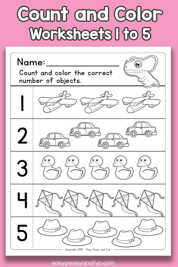 Count 'n Color: The Numbers 5-10 Worksheet for Early Learners Worksheet for counting and coloring objects numbered 5 to 10 for kindergarten students