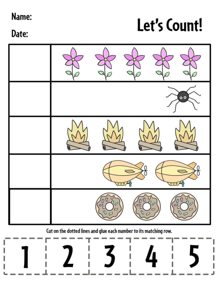 Engaging Count 'n Color activity for kindergarteners focusing on numbers and patterns Count 'n Color worksheet featuring numbers 1-5 with footballs for counting and coloring activities