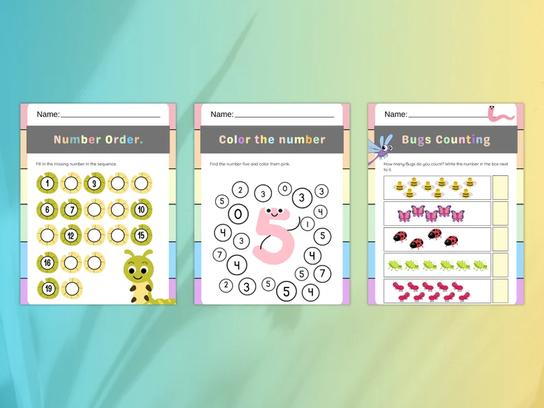 First grade student worksheet for practicing counting by fives up to one hundred