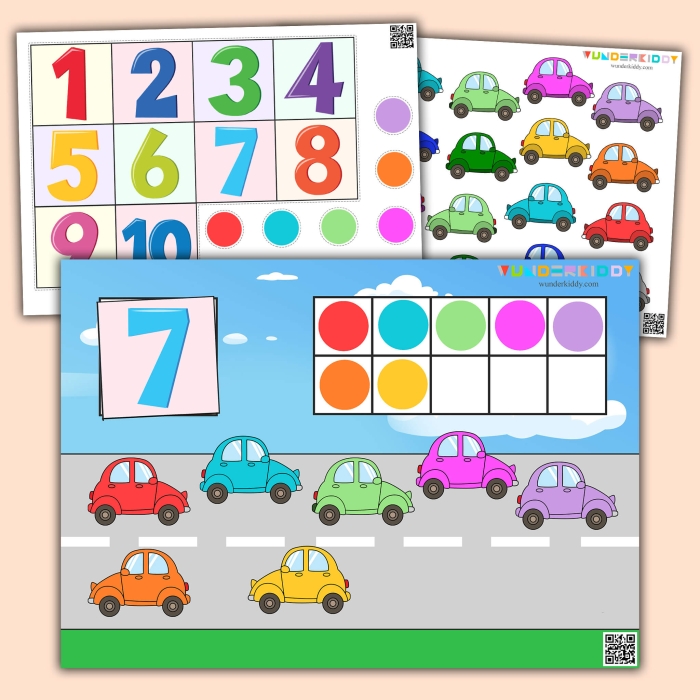 Counting Cars worksheet for kindergarten students to practice their counting skills with groups of vehicles. A fun traffic-themed activity designed to enhance measurement understanding in early learners.