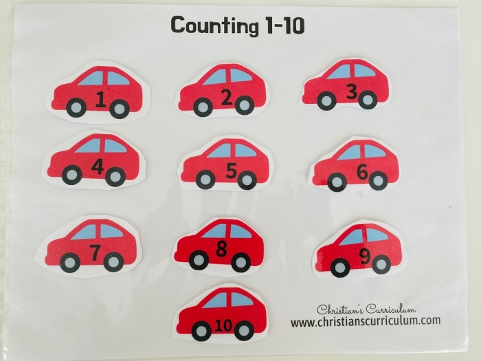 Counting Cars worksheet for kindergarten students focusing on counting and measurement skills. Navigate the traffic to match groups of cars with the correct numbers.