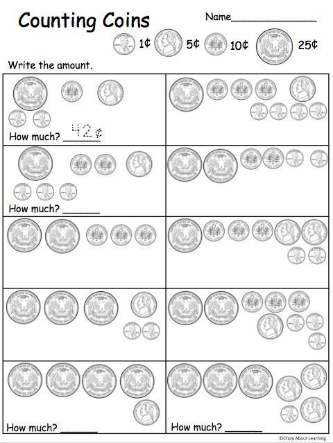 Second grade students working on a St. Patrick's Day money math worksheet to count different coins and find the total. Count the Coins! worksheet for second graders focusing on money addition skills.