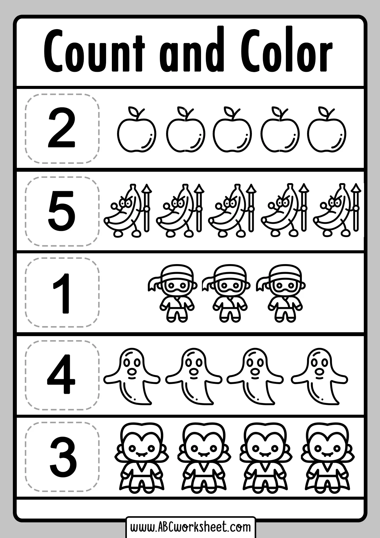 Count n Color The Numbers 1-5 Worksheet Image 14 Kindergarten worksheet for counting and coloring footballs labeled with the numbers one through five