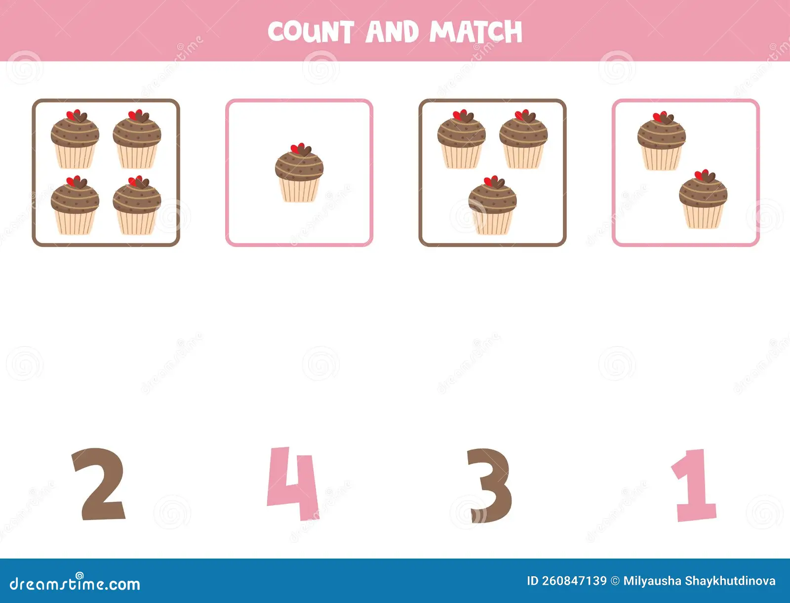 Colorful Counting Cupcakes worksheet for Pre-K learners to practice addition