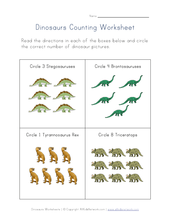 Engaging Counting Dinosaurs Worksheet for Early Learners Colorful dinosaurs for counting practice in a Pre-K worksheet
