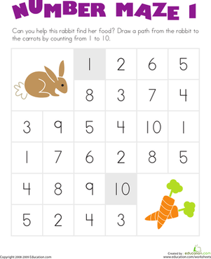 Mama bird navigating a counting path to her babies, designed for kindergarten learners