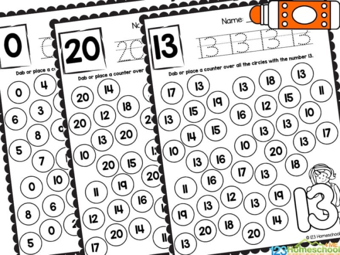 Recognizing Numbers to 20 Practice Worksheet for Kindergarten Students Kindergarten student completing a worksheet to identify and count numbers from 1 to 20