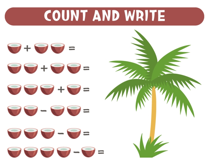 Crazy Coconut Fractions Worksheet for Grade 4 Math Practice 11 Fourth grade math worksheet featuring Crazy Coconut Fractions for adding simple fractions with common denominators