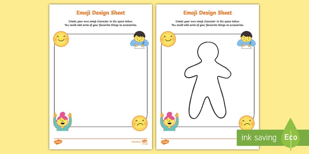 Students engaged in designing their unique emojis on a worksheet