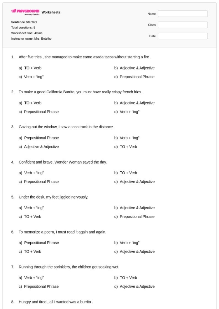 Engaging prompts to inspire creativity in young learners Creative Sentence Starters worksheet for third graders to enhance storytelling skills