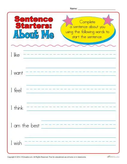 Physical Science worksheet for Third Grade Creative Sentence Starters worksheet for third graders focusing on storytelling skills. Engaging prompts to enhance children's creativity and writing abilities.