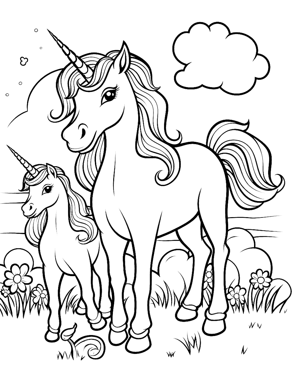 Unicorn coloring page worksheet for Pre-K kids to enjoy and express creativity