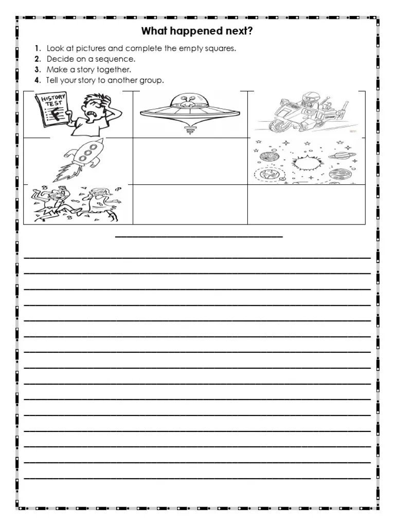 Second grade student completing a creative writing worksheet about drawing conclusions from a story