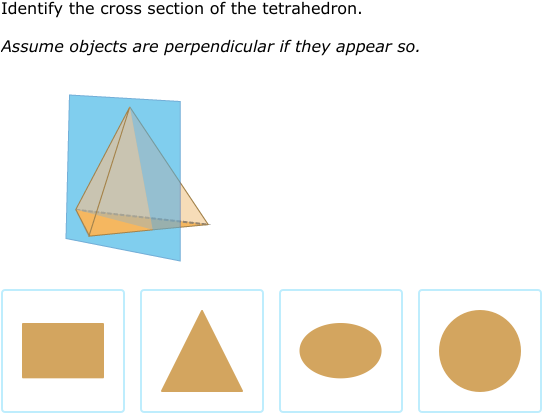 Seventh grade student working on a geometry worksheet about the cross sections of 3D figures