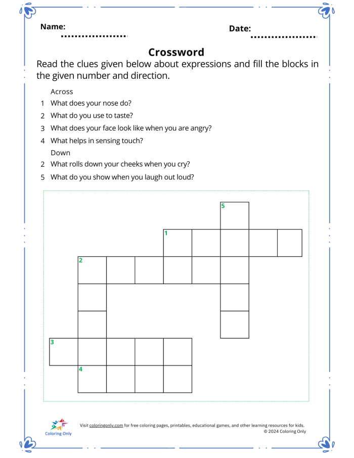 Engaging travel game for young learners to enhance their writing skills Crossword on the Go! worksheet for kindergarten focusing on spelling and vocabulary