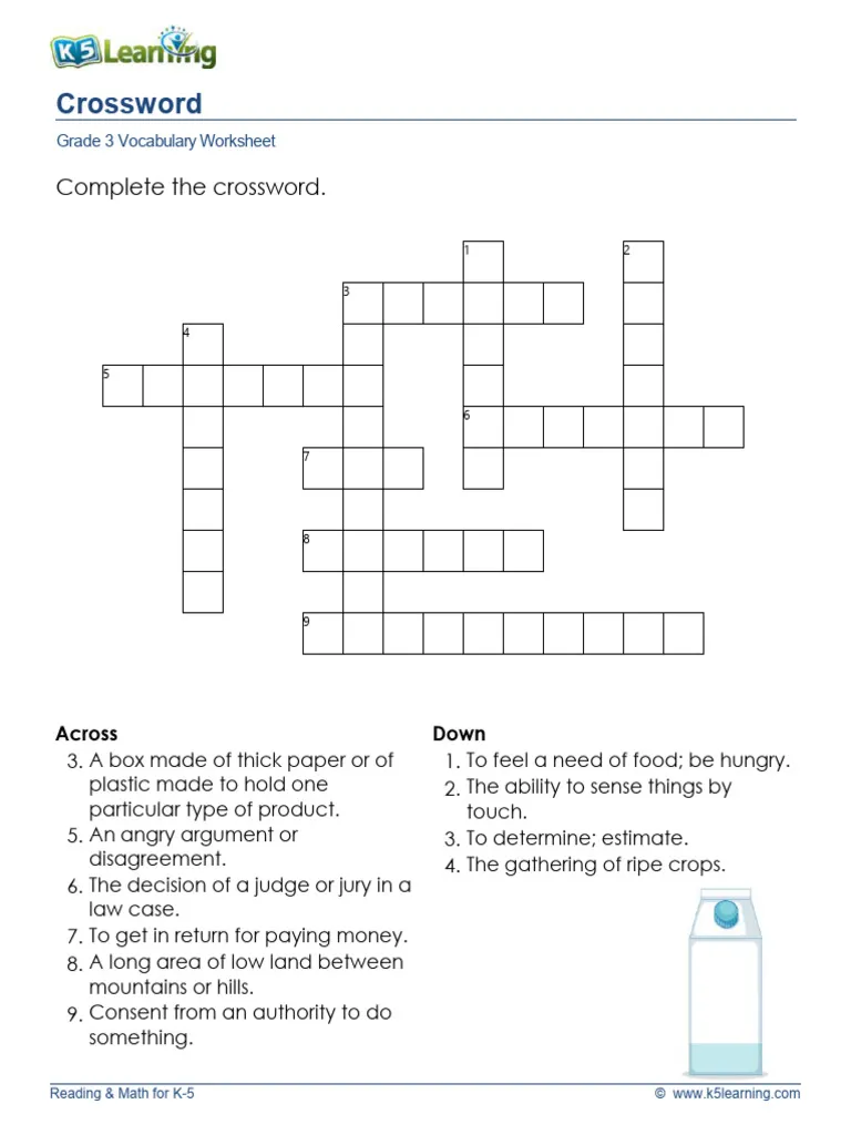 Engaging Crossword on the Go! activity for young learners Crossword puzzle worksheet for kindergarten students focusing on spelling and vocabulary