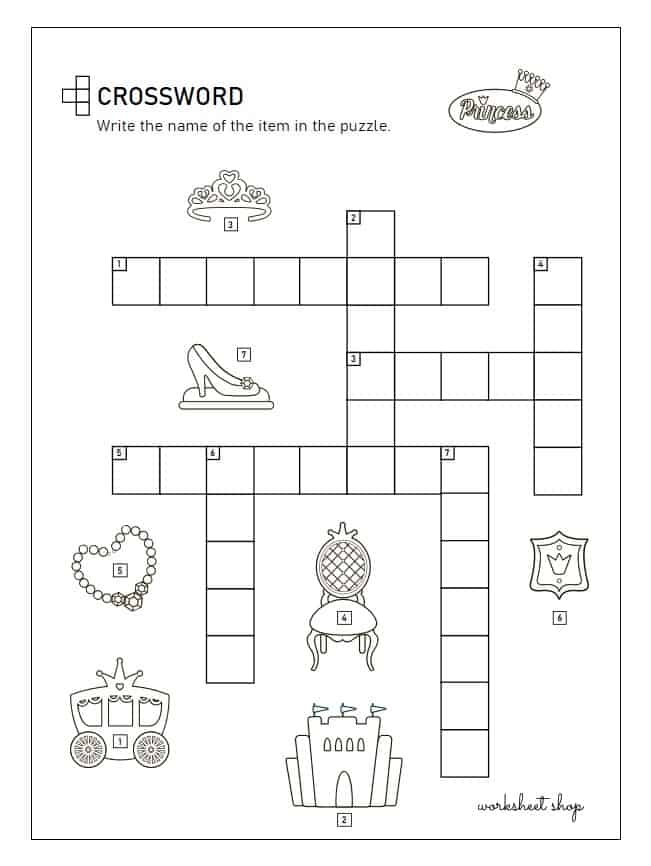 Engaging "Crossword on the Go!" worksheet for young learners Crossword puzzle worksheet for kindergarten focusing on spelling and vocabulary skills