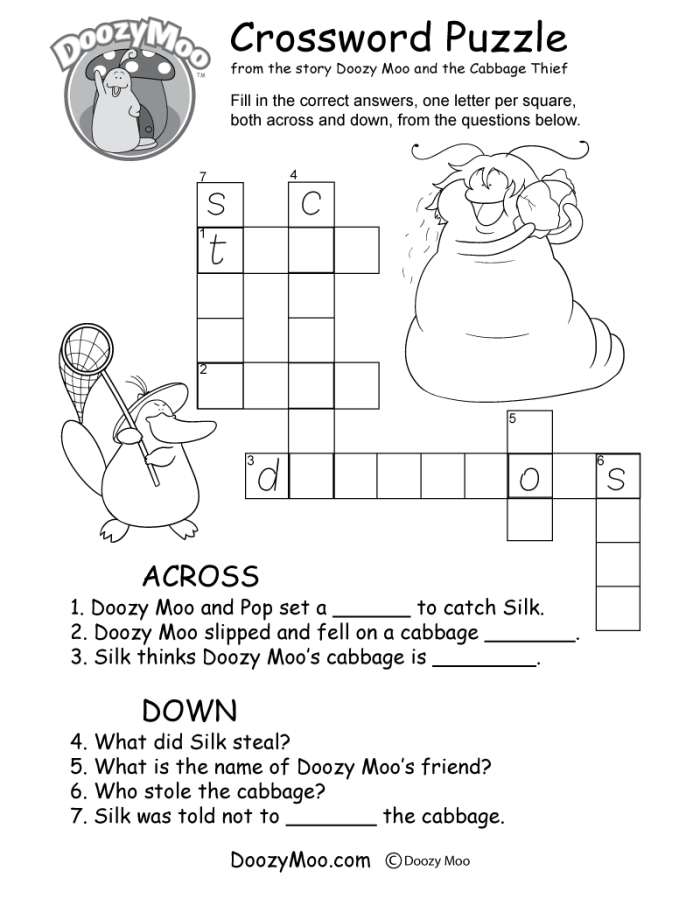Engaging "Crossword on the Go!" worksheet for young learners in English Language Arts Crossword puzzle worksheet designed for kindergarten students to enhance spelling and vocabulary skills