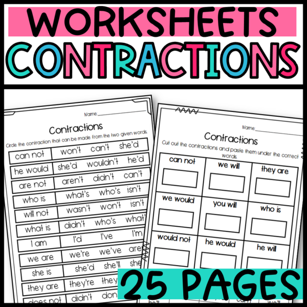 Interactive second-grade grammar worksheet focused on creating contractions Children engaging with the Crystal Clear Contractions worksheet for grammar practice