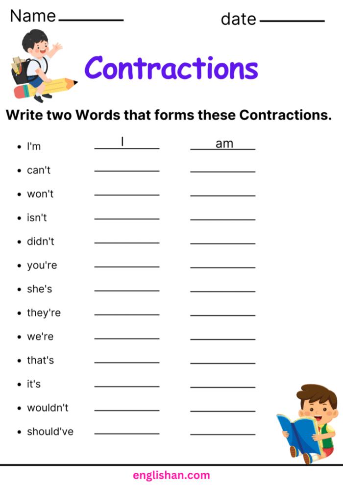 Crystal Clear Contractions Worksheet Seven Grammar Practice Second grade students practice forming words with this Crystal Clear Contractions worksheet number seven