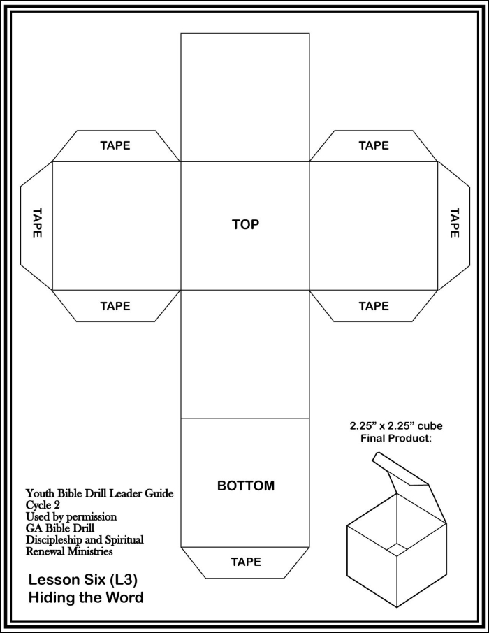 Second grade printable cube cut-out geometry worksheet number 11