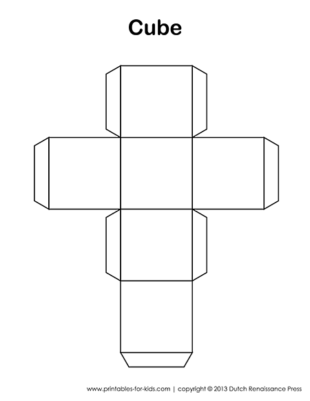 Second grade geometry worksheet featuring a printable 3D cube cut-out template for students