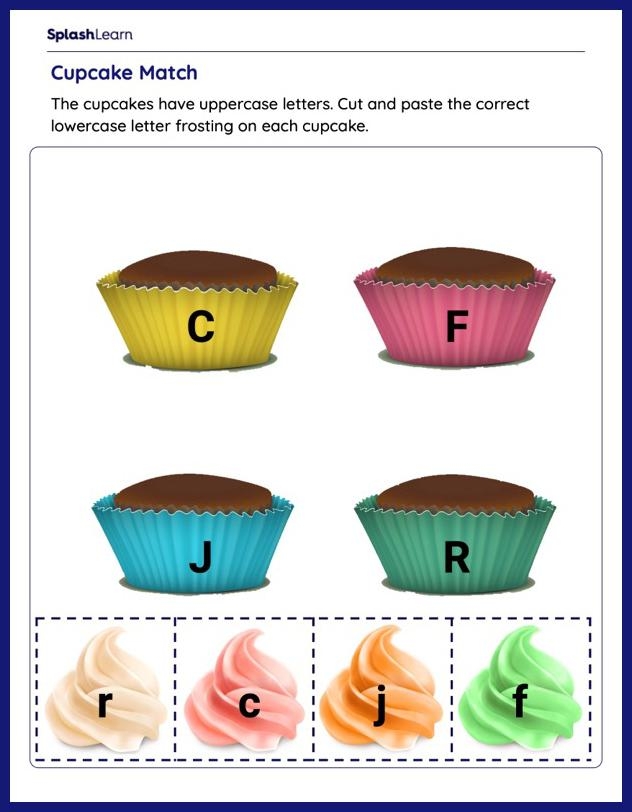Second grade students matching colorful cupcakes with numbers to their written word equivalents in a place value learning activity