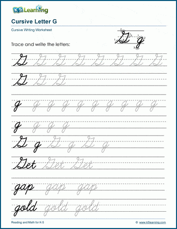 Third grade student practicing lowercase and uppercase letters on a cursive A handwriting worksheet