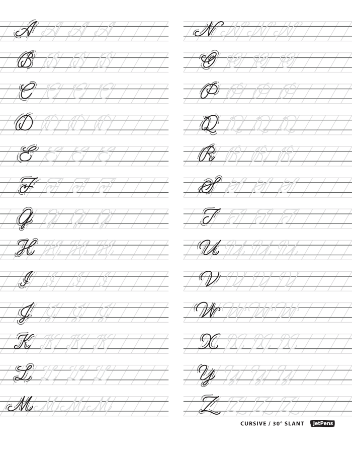 Cursive A handwriting practice worksheet for third graders