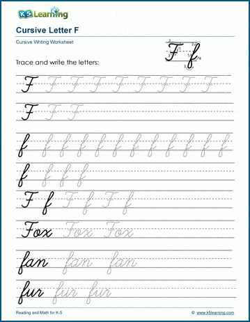 Third grade student practicing cursive letter A strokes on a penmanship worksheet