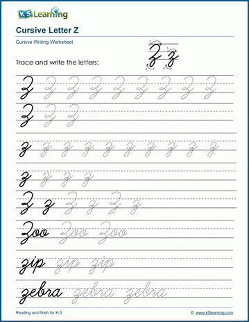 Cursive A worksheet designed for third graders to practice their penmanship