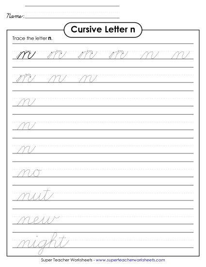 Cursive A worksheet for third graders to practice their penmanship skills