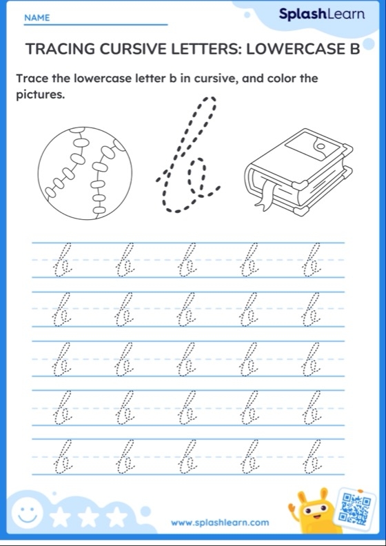 Cursive B Penmanship Worksheet for Third Grade Science Learners 6 Third grade student tracing the letter B on a cursive handwriting practice worksheet