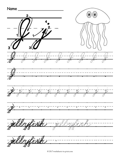 Practice cursive J with our engaging worksheet designed for third grade students Cursive J worksheet for third graders to practice tracing and writing