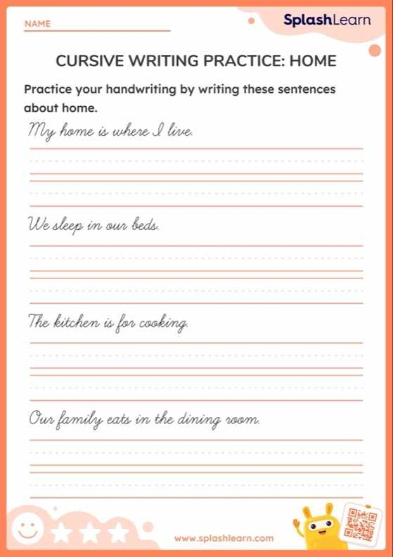 First grade student practicing writing their first and last name on a cursive handwriting worksheet