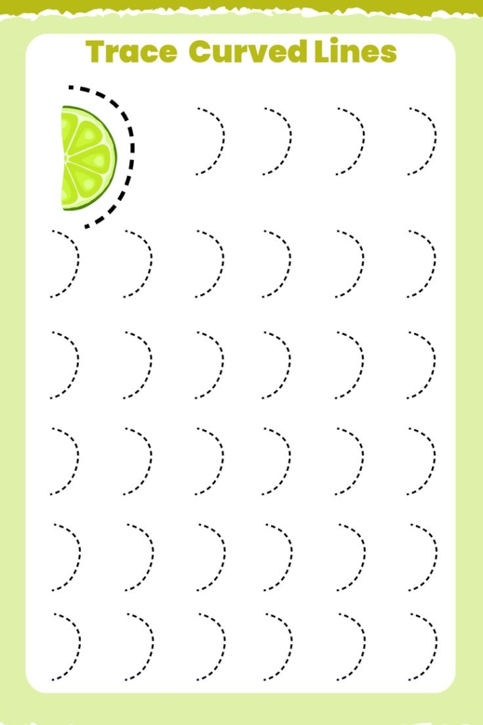 Pre-K worksheet with curved line tracing exercises to connect shapes to matching objects 16