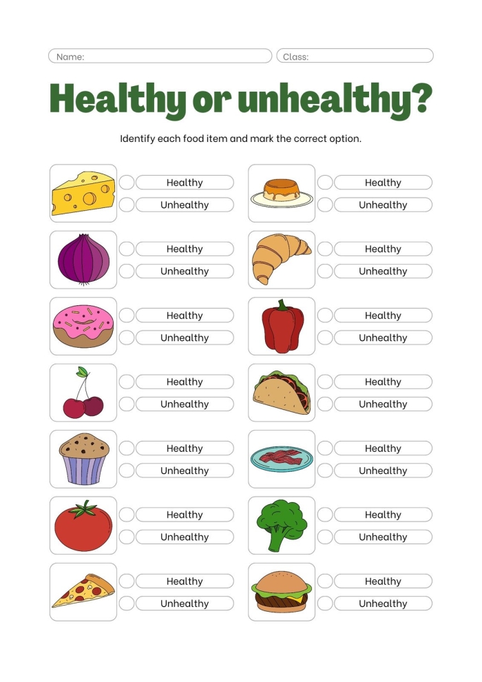 Preschool student practicing fine motor skills with a cut and paste healthy lunch worksheet