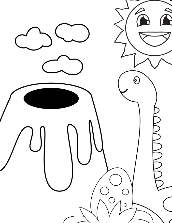 Adorable dinosaur taking a snack break in this fun coloring activity for kindergarten Cute dinosaur enjoying a snack of nutritious leaves on a coloring page worksheet