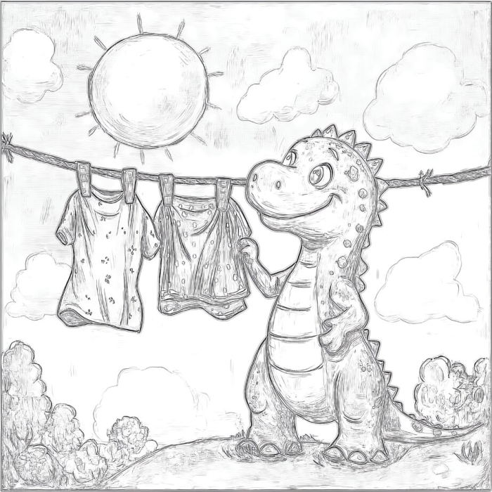 Adorable dinosaur coloring page for kindergarten students Cute dinosaur enjoying a snack of nutritious leaves on a coloring page worksheet