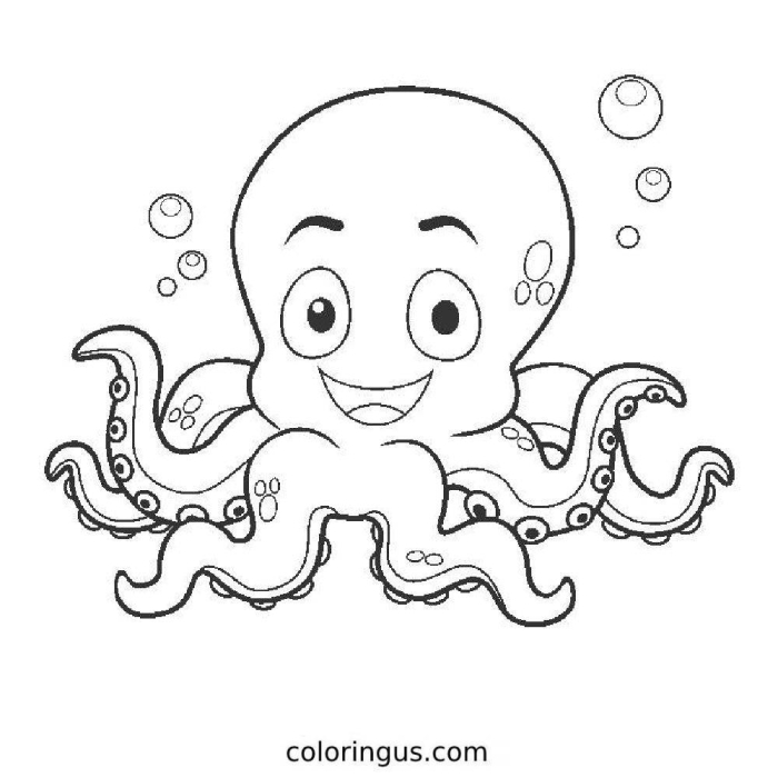 Coloring page featuring a cute octopus for preschoolers