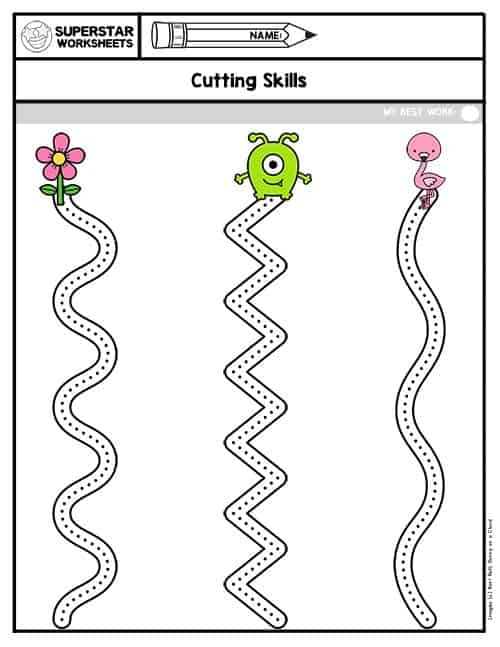Colorful worksheet featuring cutting and coloring activities for kids to create grass for bugs
