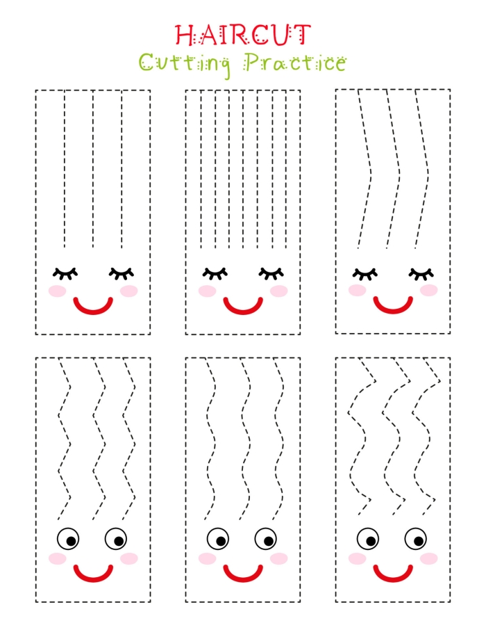Kids engaging with the Cutting Lines: What's in the Grass? worksheet, coloring and cutting grass for bugs. Creative arts and crafts worksheet designed for Pre-K students to enhance fine motor skills.