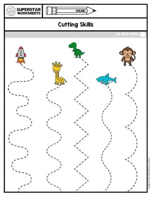 Kids practice cutting and coloring to create grass for bugs in this engaging worksheet. Fun "Cutting Lines: What's in the Grass?" activity for Pre-K learners.