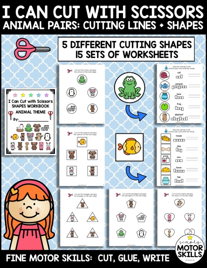 Kids' worksheet featuring cutting and coloring activities to create grass for bugs in Pre-K