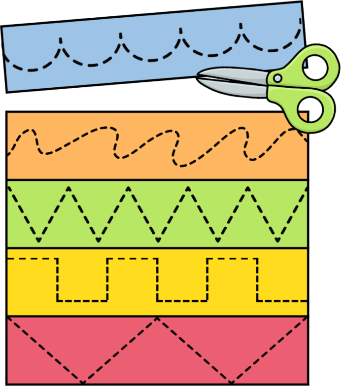 Kids practicing cutting and coloring on the "Cutting Lines: What's in the Grass?" worksheet