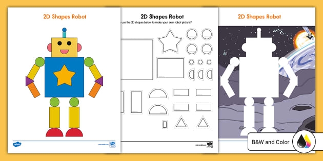 Build a Robot worksheet for Pre-K: Enhance fine motor skills and shape recognition Kids engaging in cutting squares and rectangles to create a fun robot on a worksheet