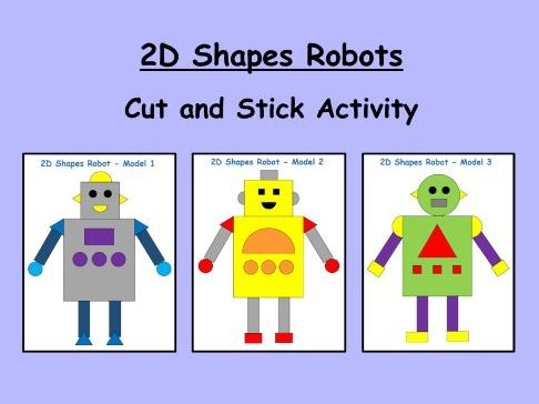 Multiplication worksheet for Pre-K Colorful worksheet featuring children cutting shapes to create a robot, designed for pre-K students. Fun and engaging Cutting Squares and Rectangles: Build a Robot activity for early multiplication learning.