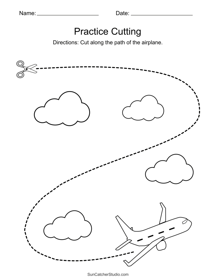 Build a House worksheet for Pre-K students focusing on fine motor skills Children cutting out shapes to create Piggy's house on a fun worksheet